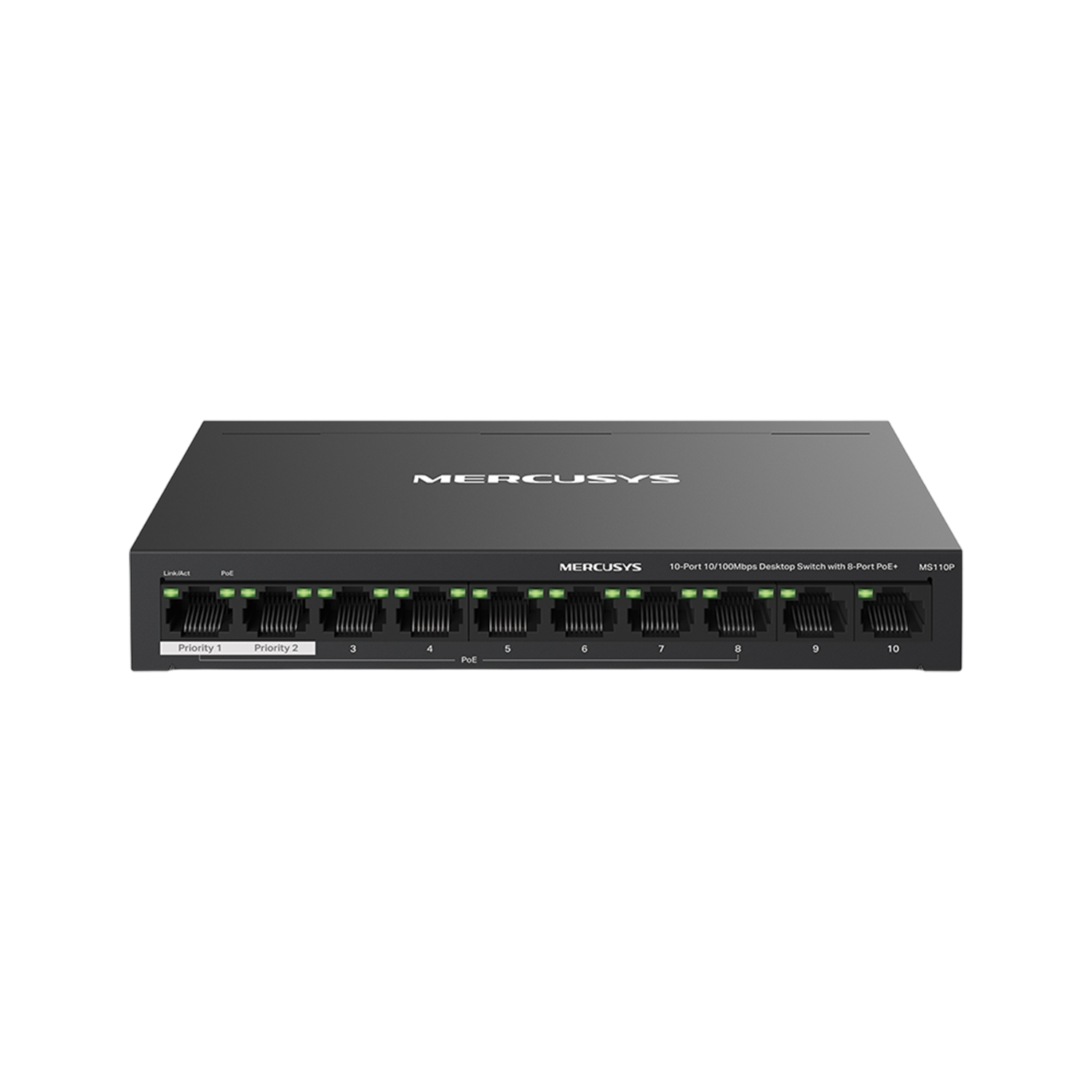 Switch Mercusys MS110P 2 Ptos + 8 Ptos PoE+ 10/100Mbps
