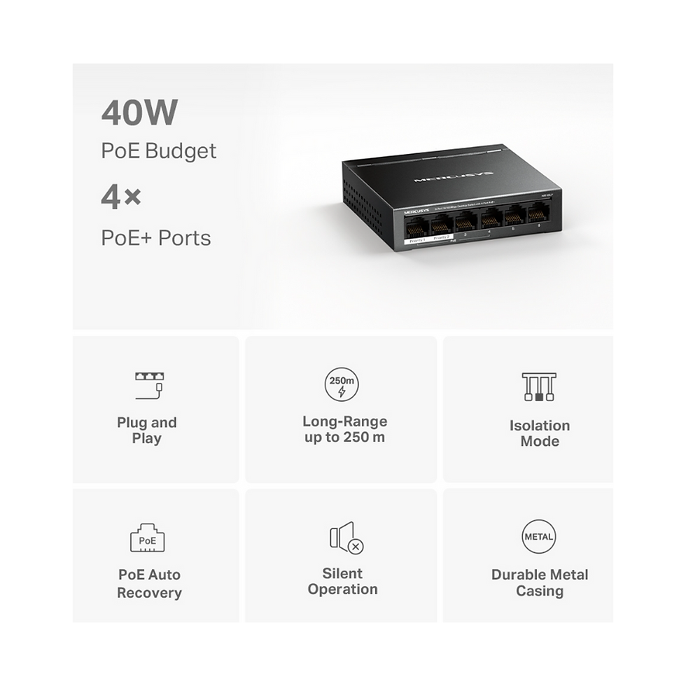 Miniatura: Switch Mercusys 6 Puertos MS106LP 10/100 Mbps Desk 4 Puertos+ PoE