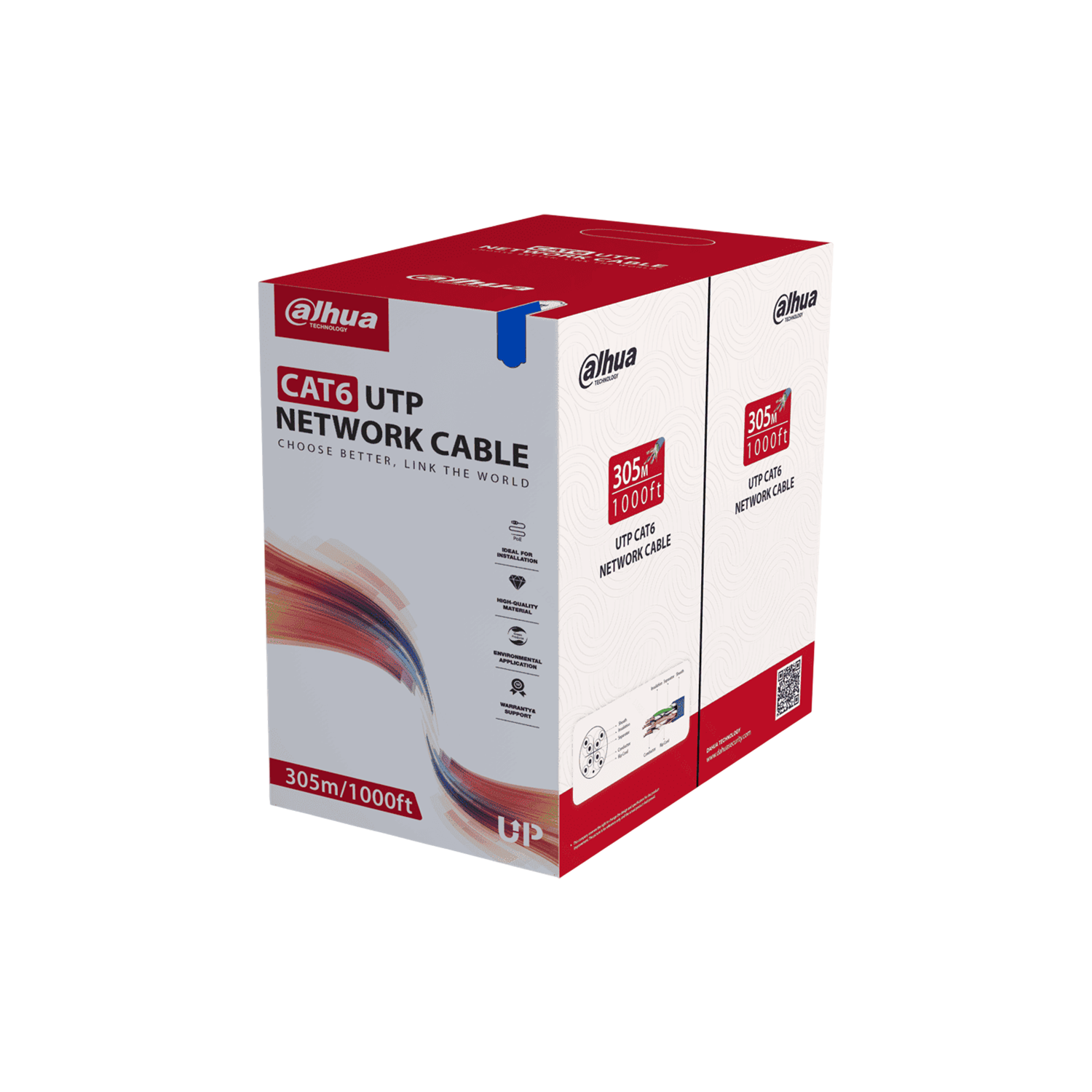 Bobina de Cable UTP Interior Dahua 305 Metros Cat.6 DH-PFM920I-6UN-C