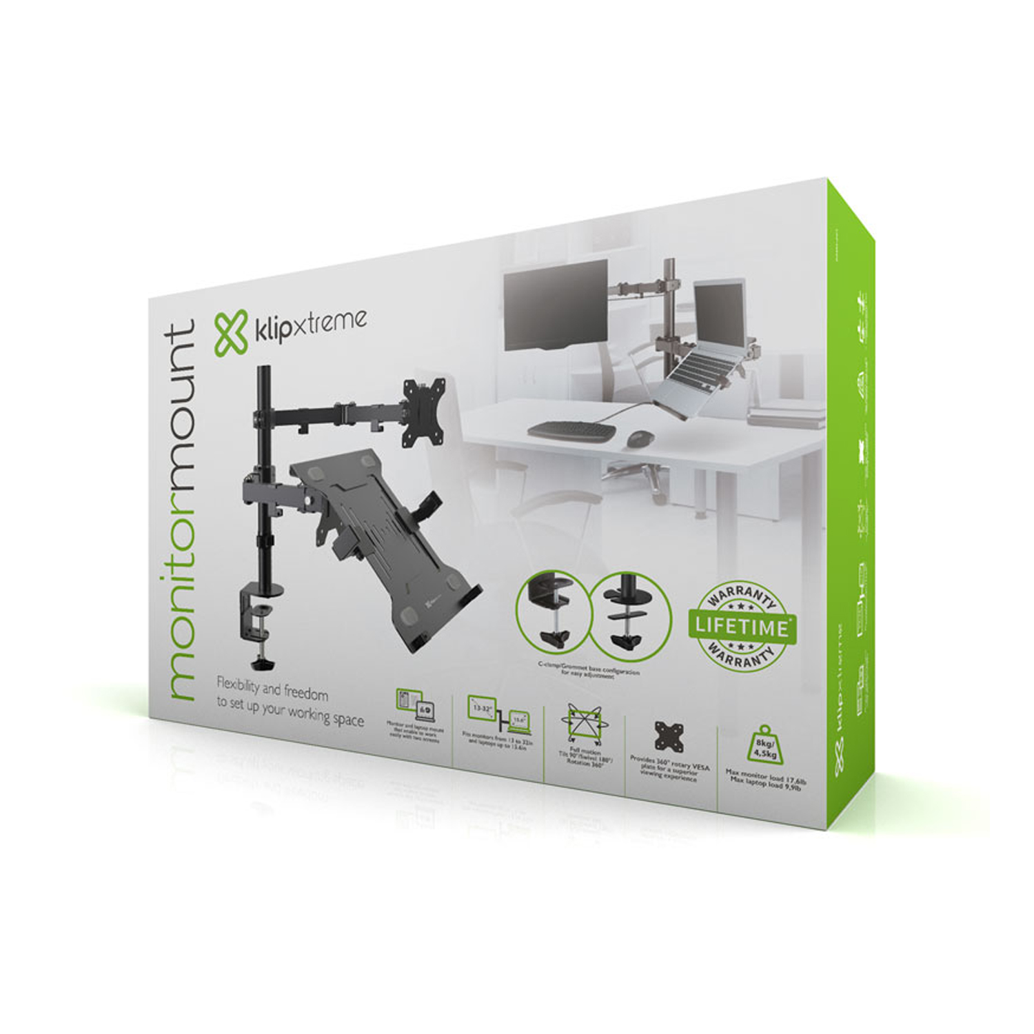 Base Klip Xtreme Kmm-301 13" Hasta 32" Monitor y Laptop