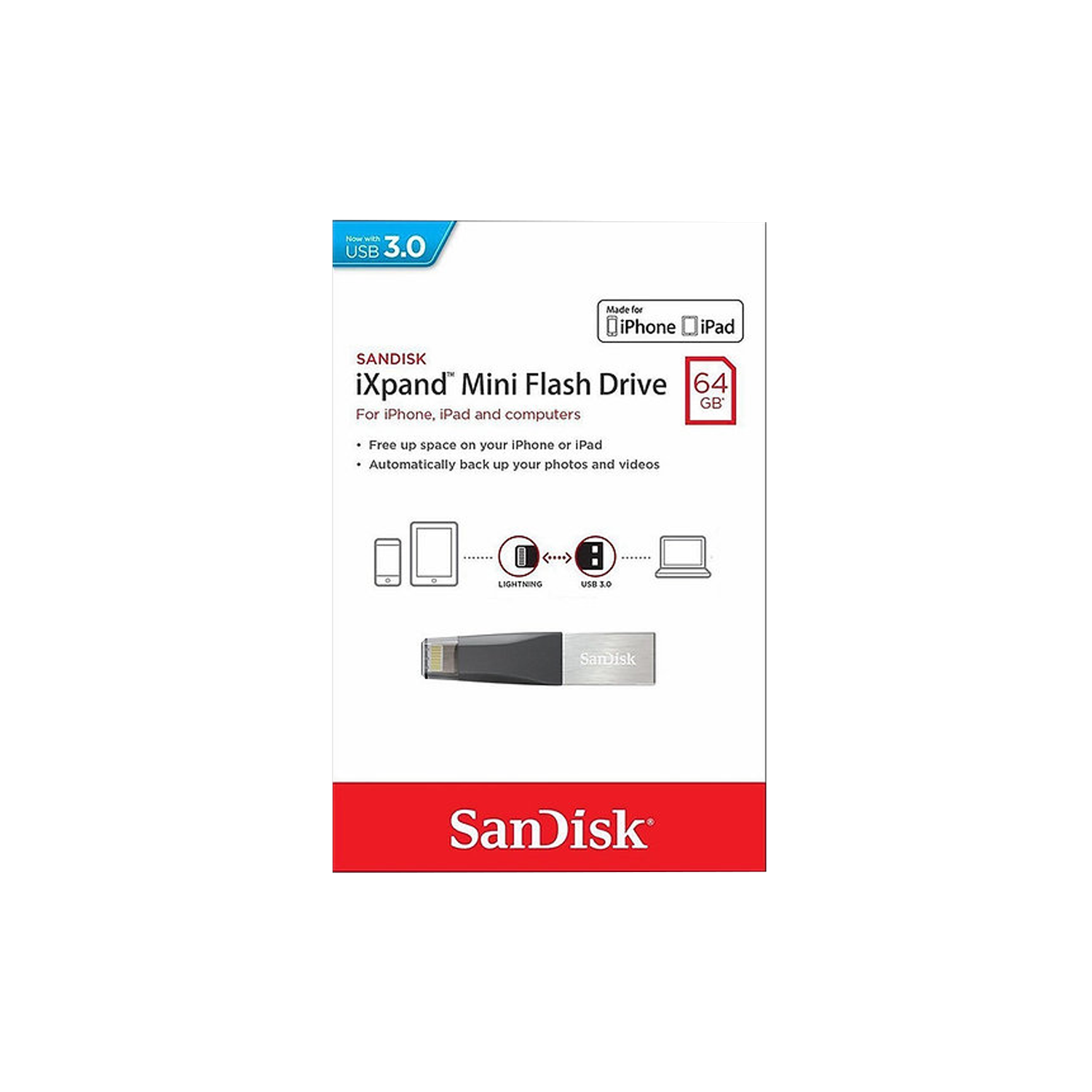 Pendrive 64GB Sandisk dual drive ixpand para iPhone / iPad