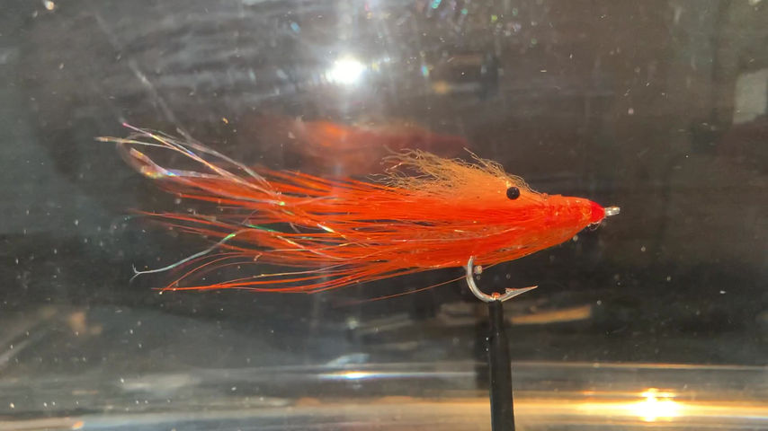 Thumbnail: S1002 Opae Shrimp Fly Orange colored for GT, bonefish and others #1 Mustad hook.
