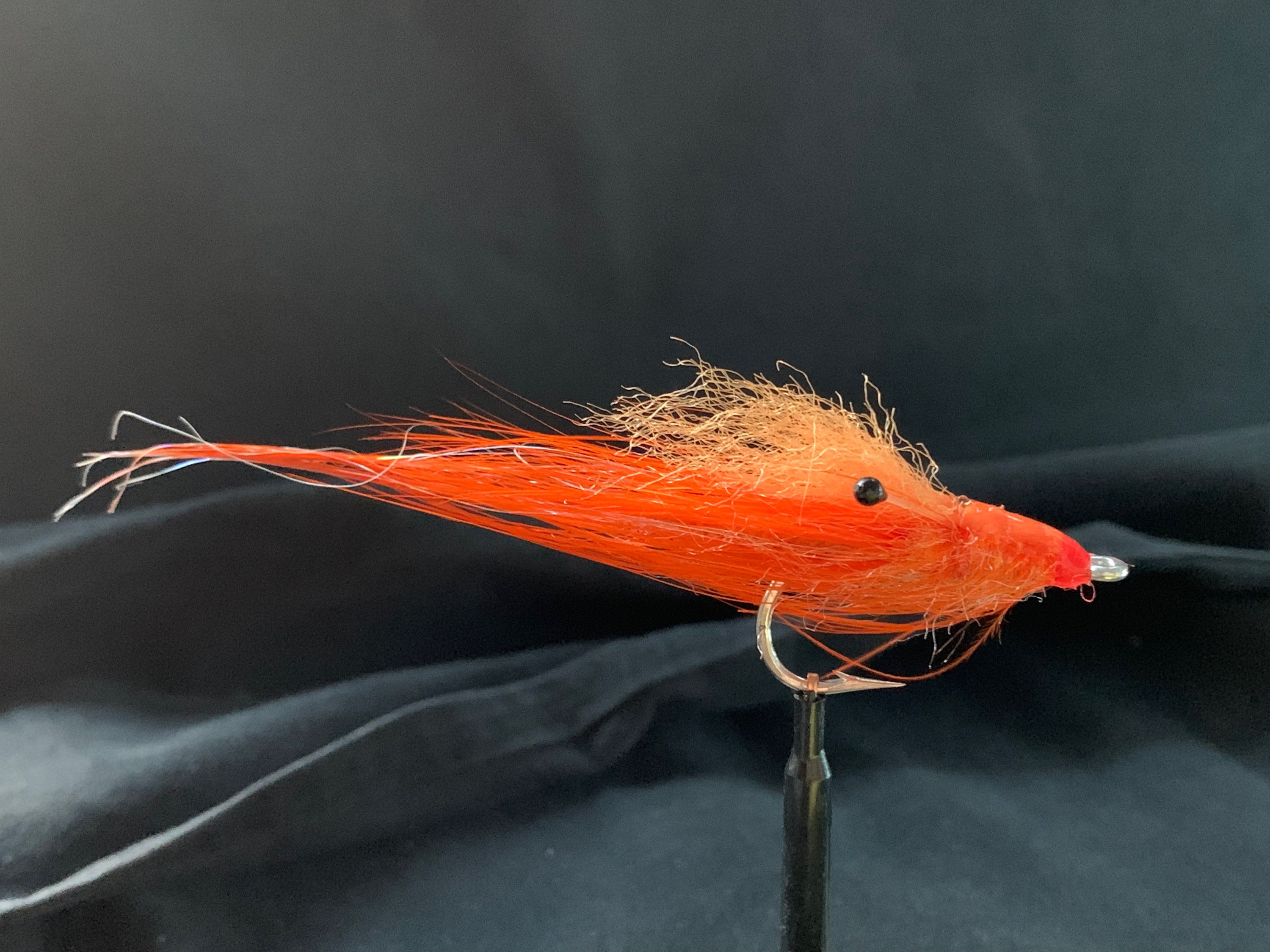 S1002 Opae Shrimp Fly Orange colored for GT, bonefish and others #1 Mustad hook.