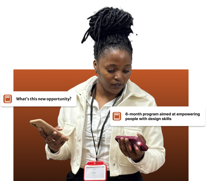 A UluntuXD staff member looking at questions prospective learners ask regarding the MiCanvas Program
