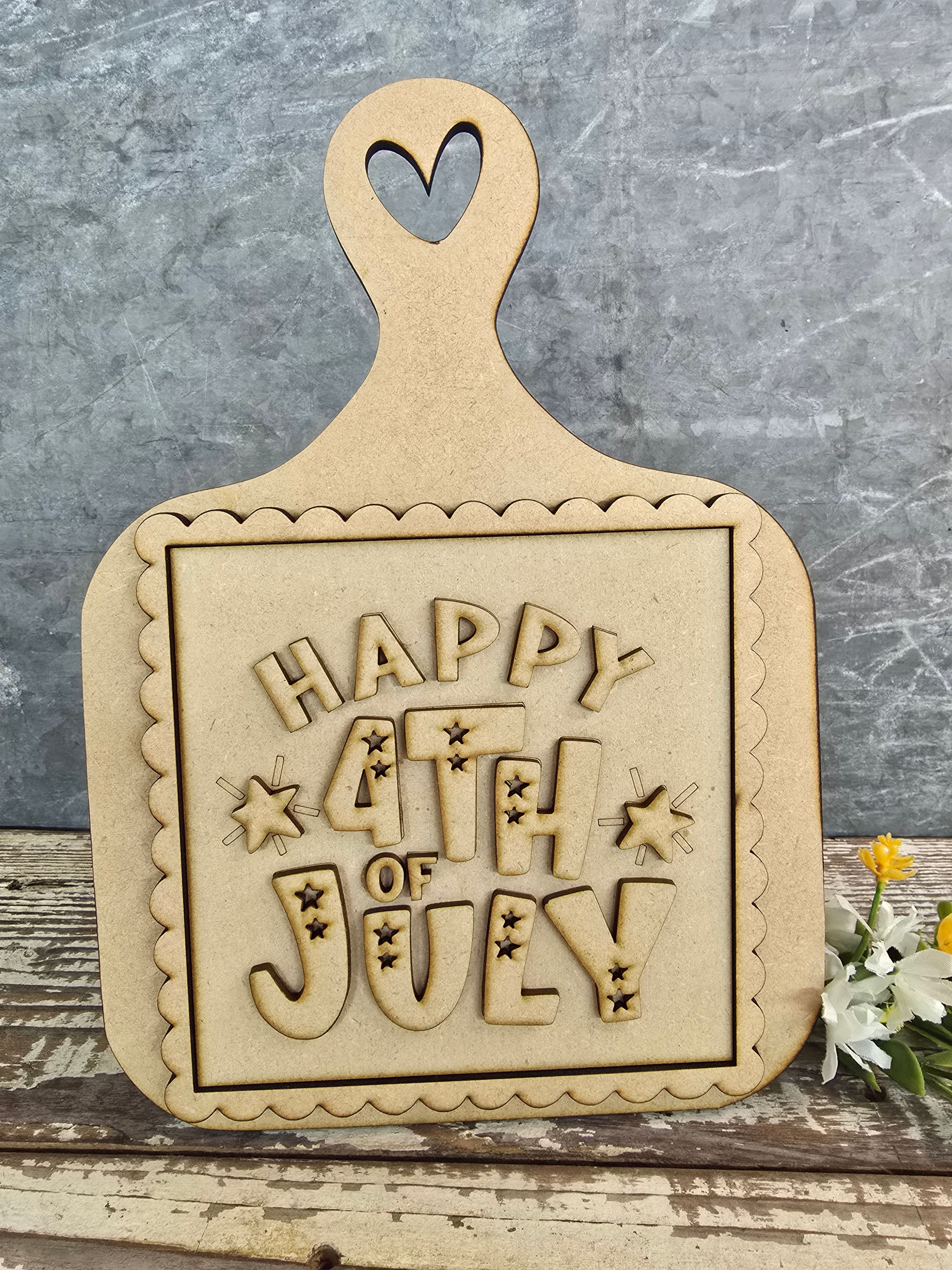 Happy 4th of July Insert with Cutting Board Interchangeable Frame