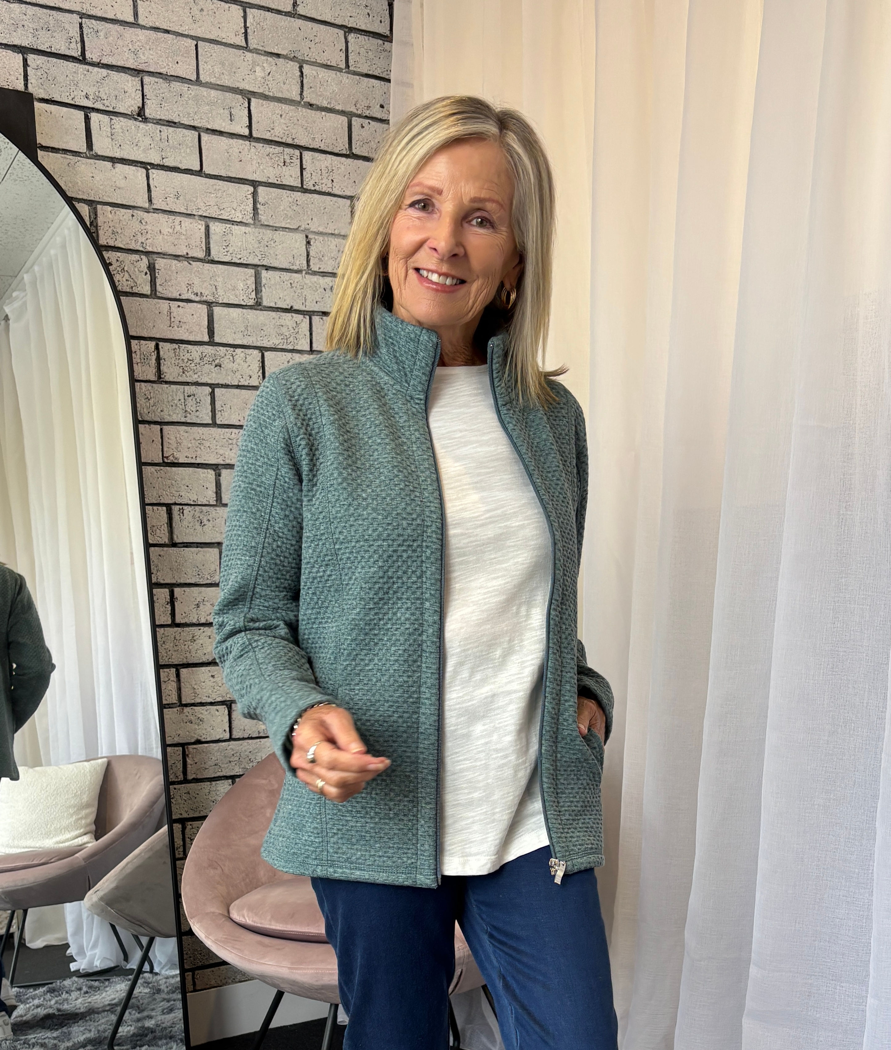 Seafoam Textured Zip Jacket