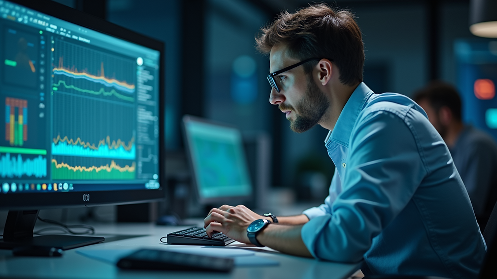 Eye-level view of a professional discussing cybersecurity strategies