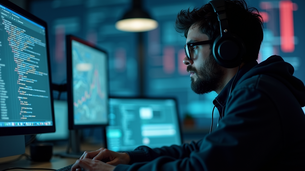 Close-up view of a cybersecurity professional conducting a simulated attack exercise