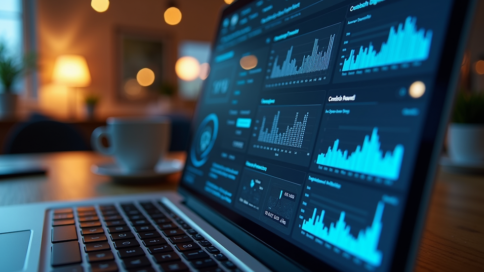 Close-up view of a laptop screen showing cybersecurity software dashboard
