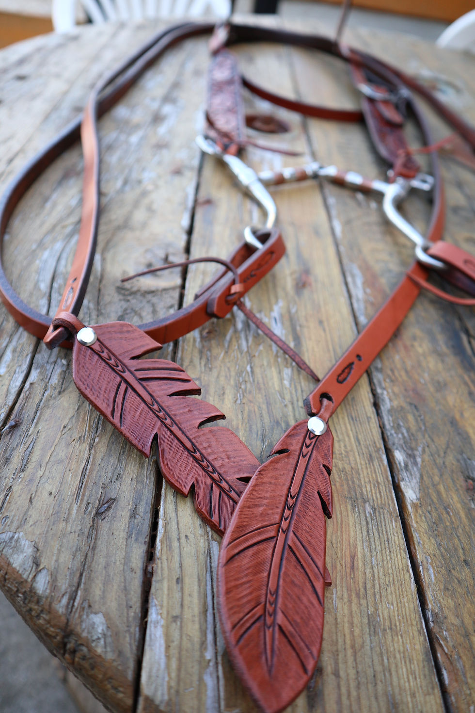 Miniature : Rênes western lourdes en cuir harness premium 
