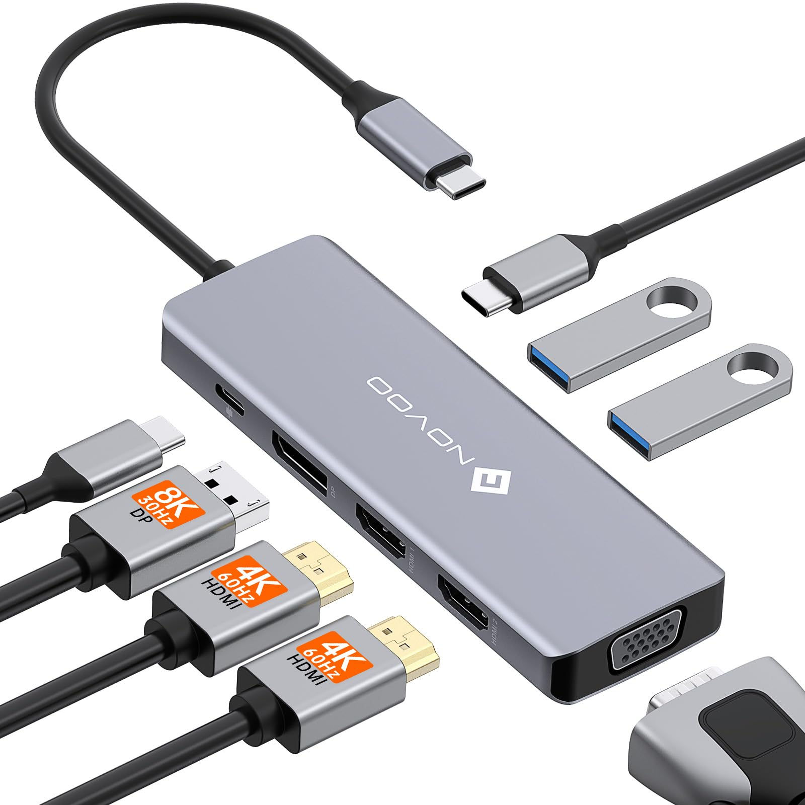 USB C Docking Station Dual Monitor 8 in 1 Laptop Docking Station Quad Display Si
