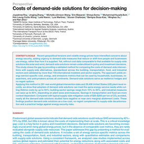 SMARTS’s new publication: “Costs of demand-side solutions for decision-making” 