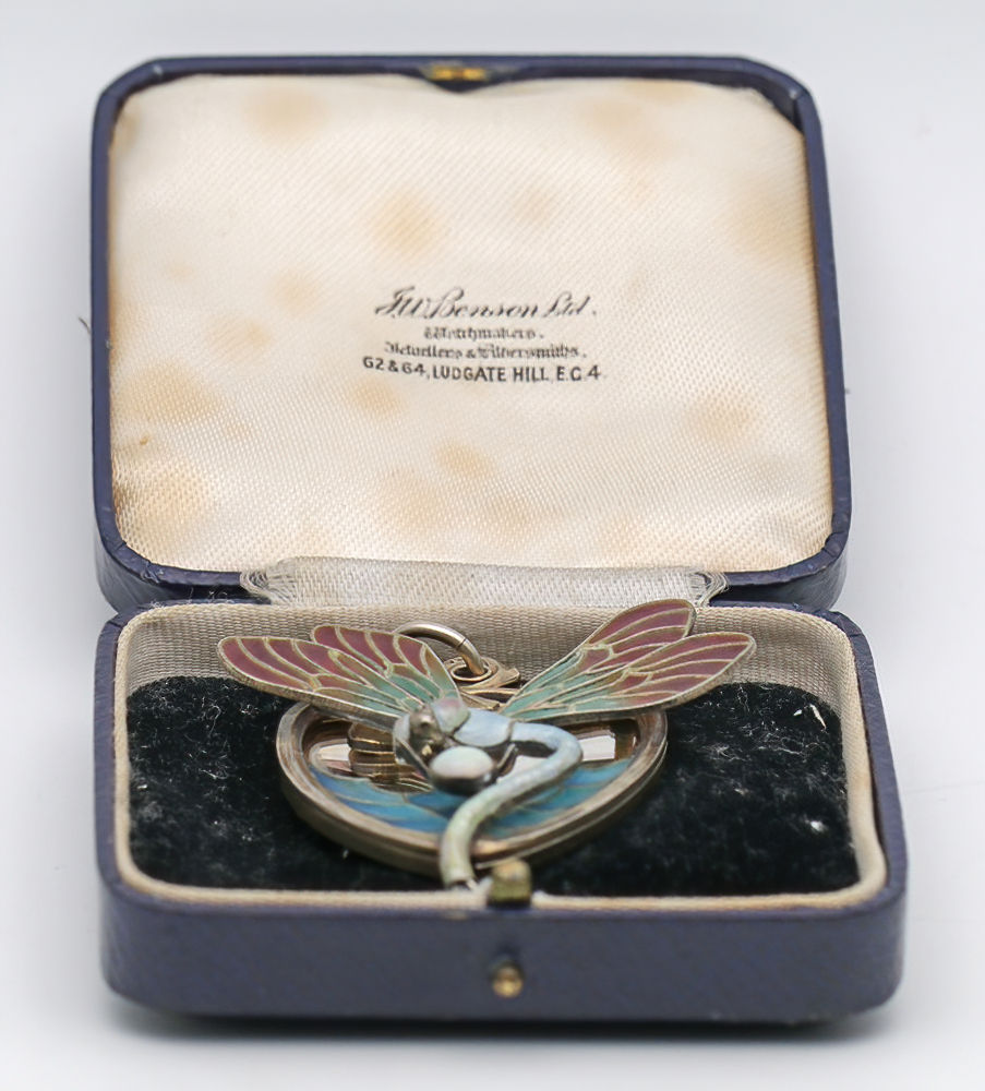 Thumbnail: Meyle & Mayer Jugendstil silver dragonfly pendant locket