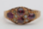 Thumbnail: Victorian 15ct gold garnet and pearl ring