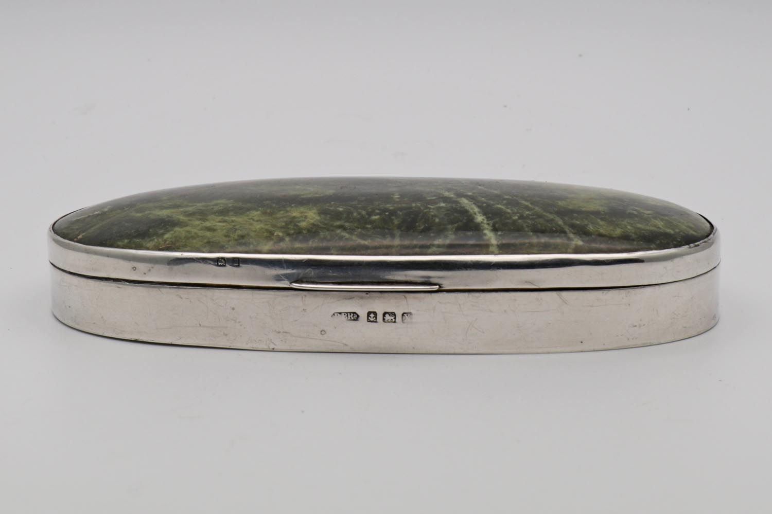 Moss agate silver Art Deco box