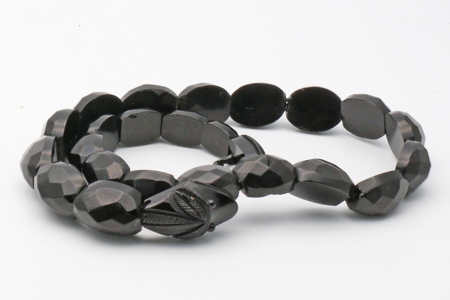 Victorian Whitby Jet coiled snake bracelet