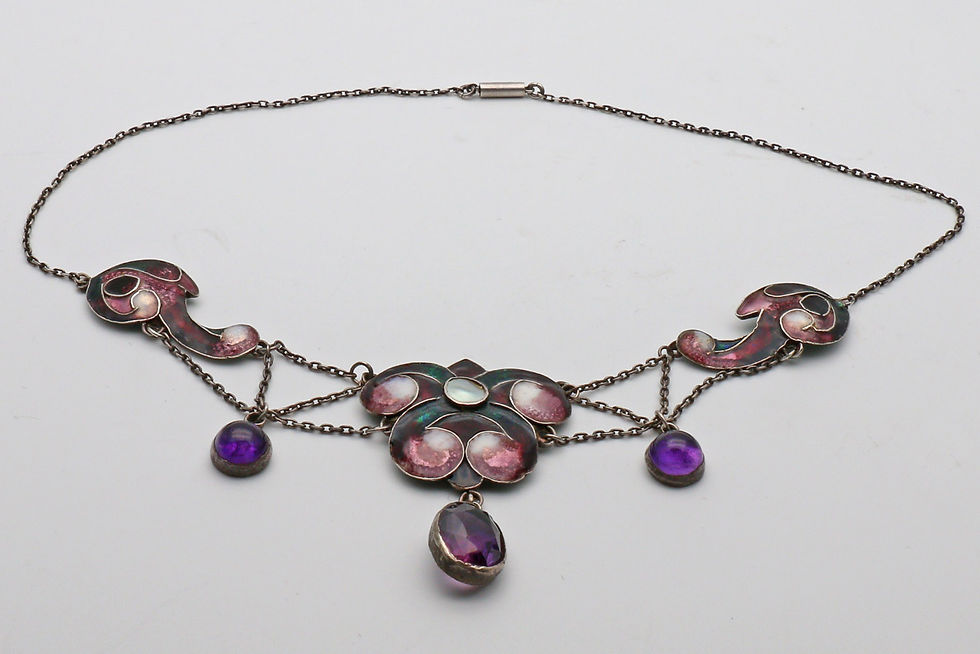 Thumbnail: Arts and Crafts polychrome enamel necklace