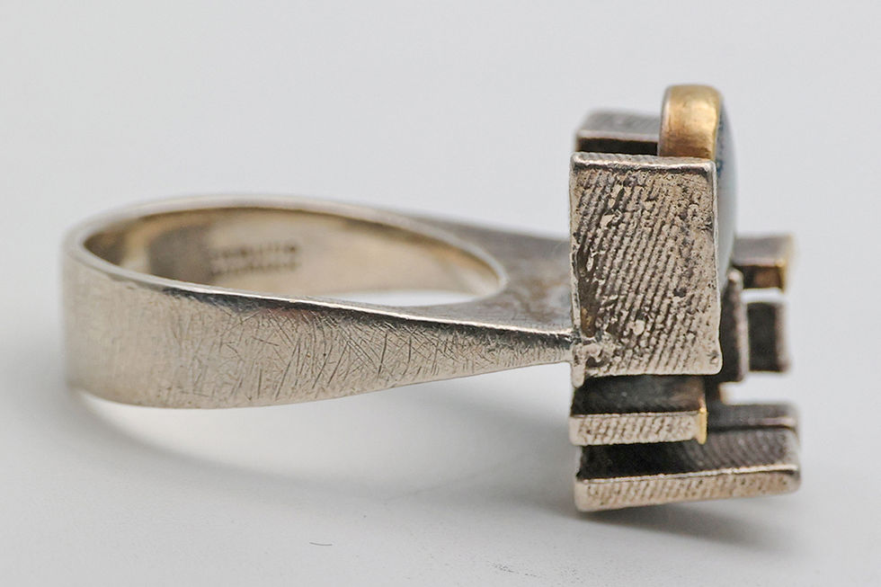 Thumbnail: Large Brutalist Thor Selzer silver ring, Danish 1970s