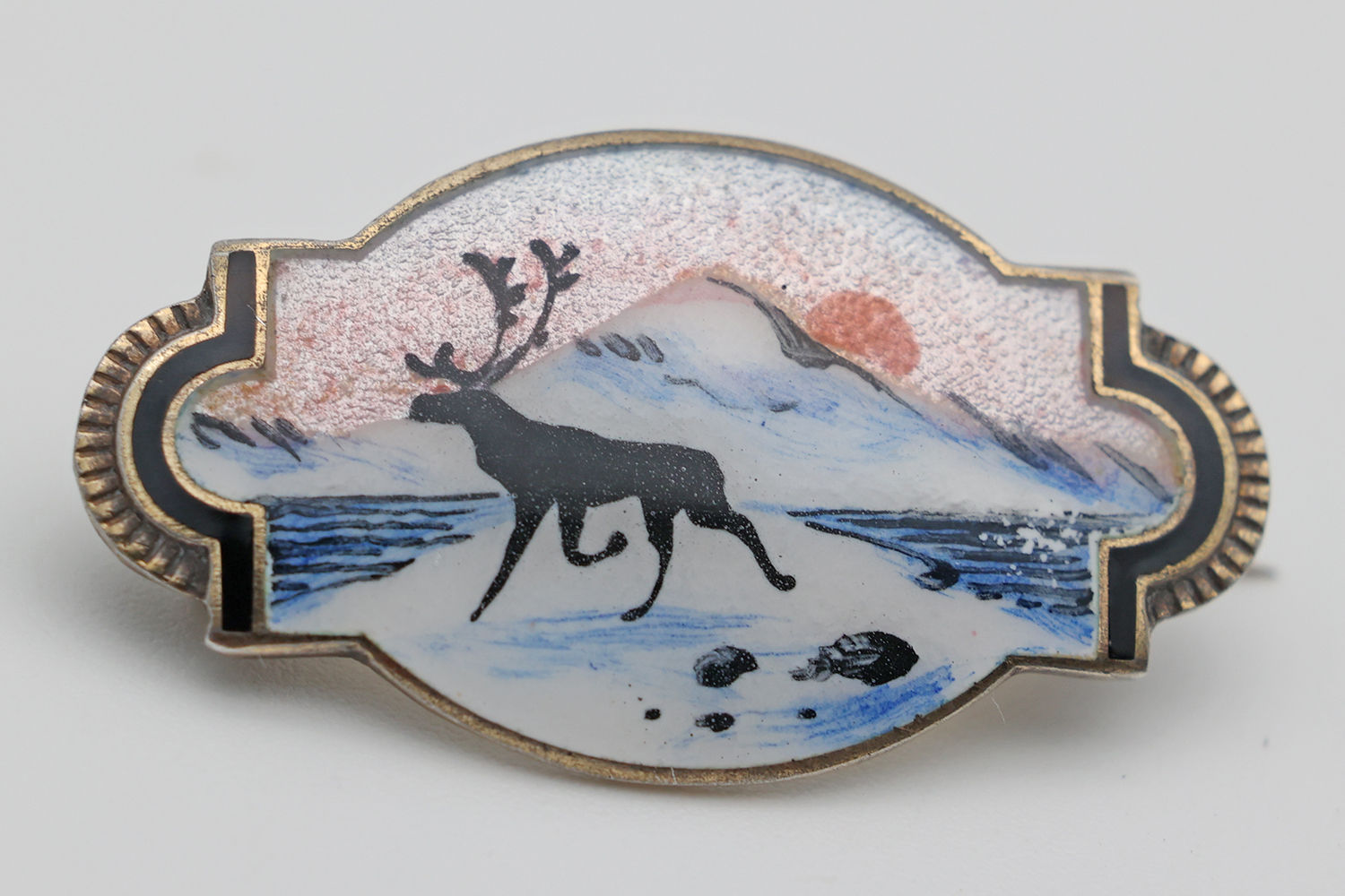 Rare early silver and enamel Norwegian brooch