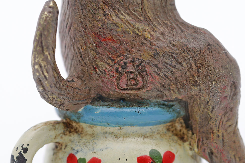 Thumbnail: Whimsical Bergmann cold painted bronze dog on a potty