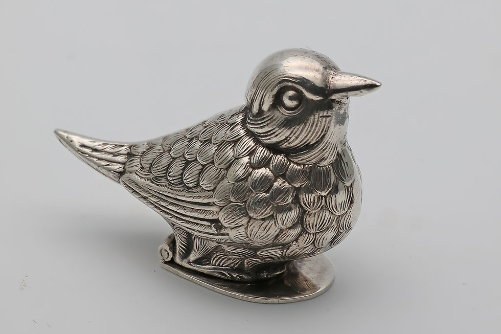 Thumbnail: Mid Century silver bird pill box