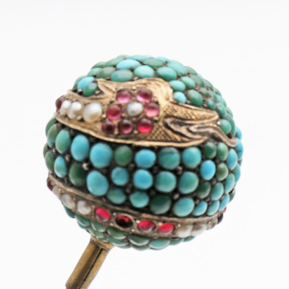 Turquoise Set Orb Hair Pin