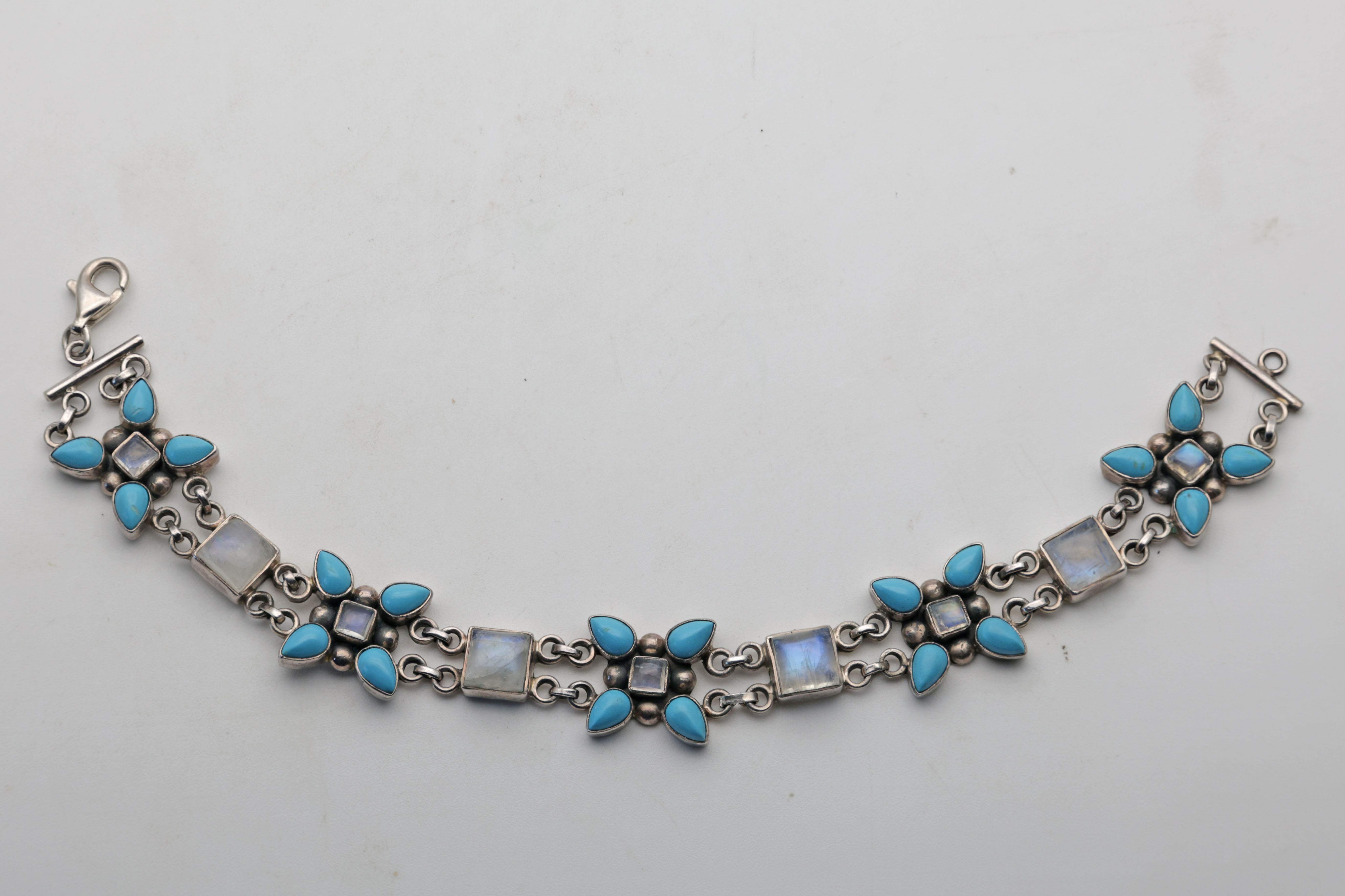Vintage silver, turquoise and moonstone bracelet