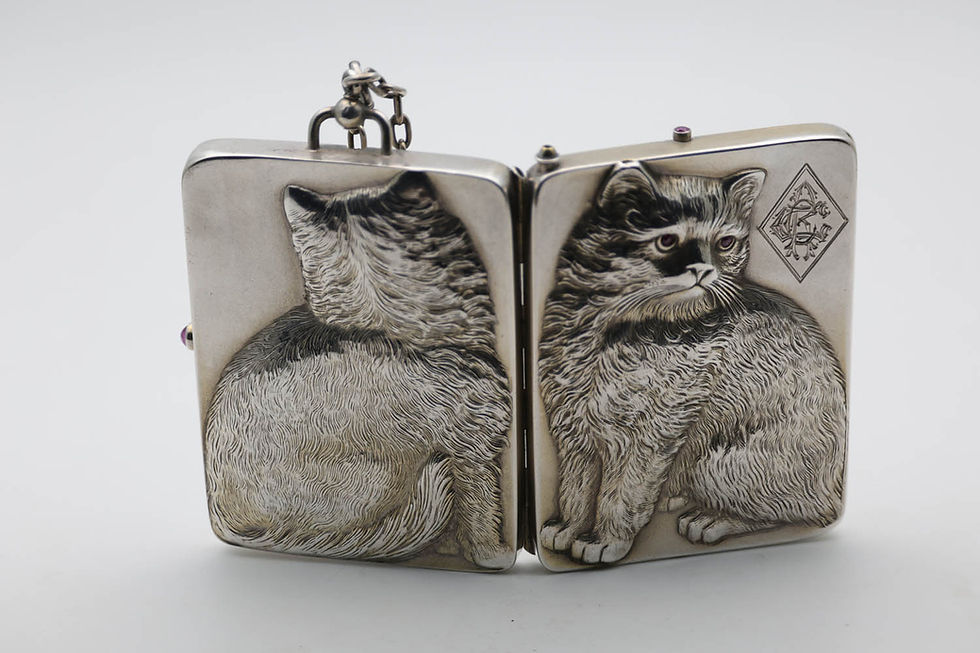 Thumbnail: Large silver antique minaudiere attributed to Louis Kuppenheim.