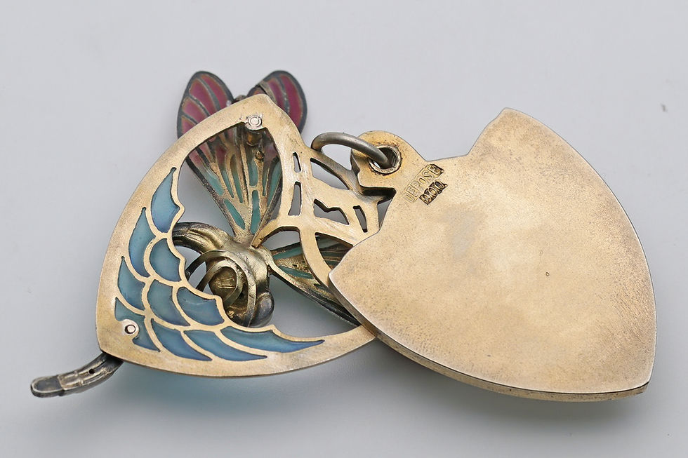 Thumbnail: Meyle & Mayer Jugendstil silver dragonfly pendant locket