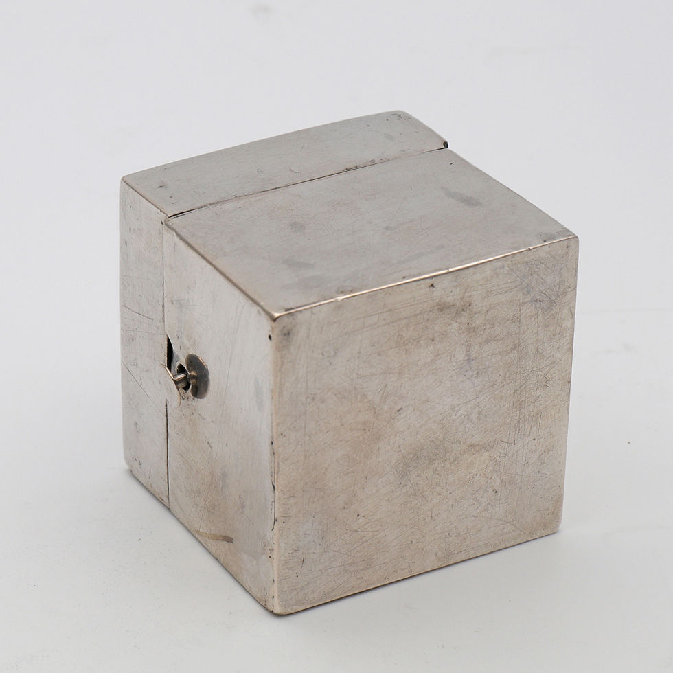 Thumbnail: Chinese export silver travelling cube inkwell holder