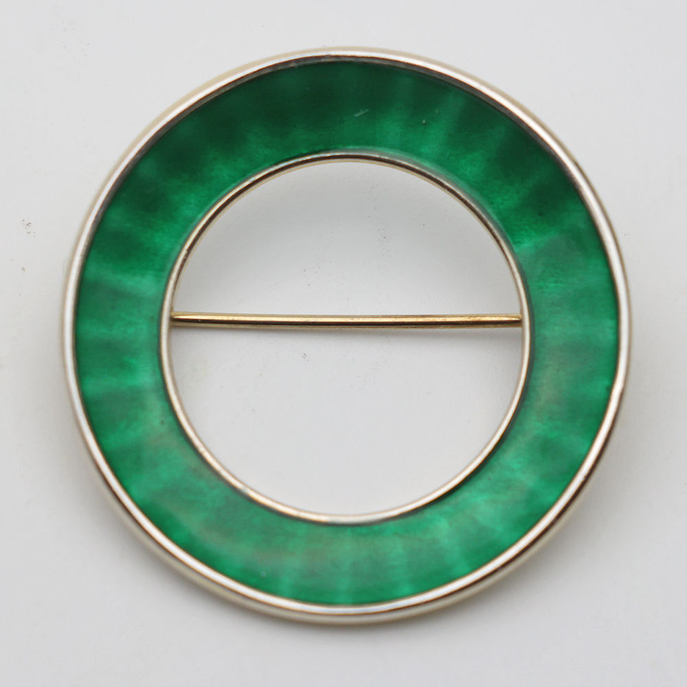 Norwegian silver and enamel circular brooch