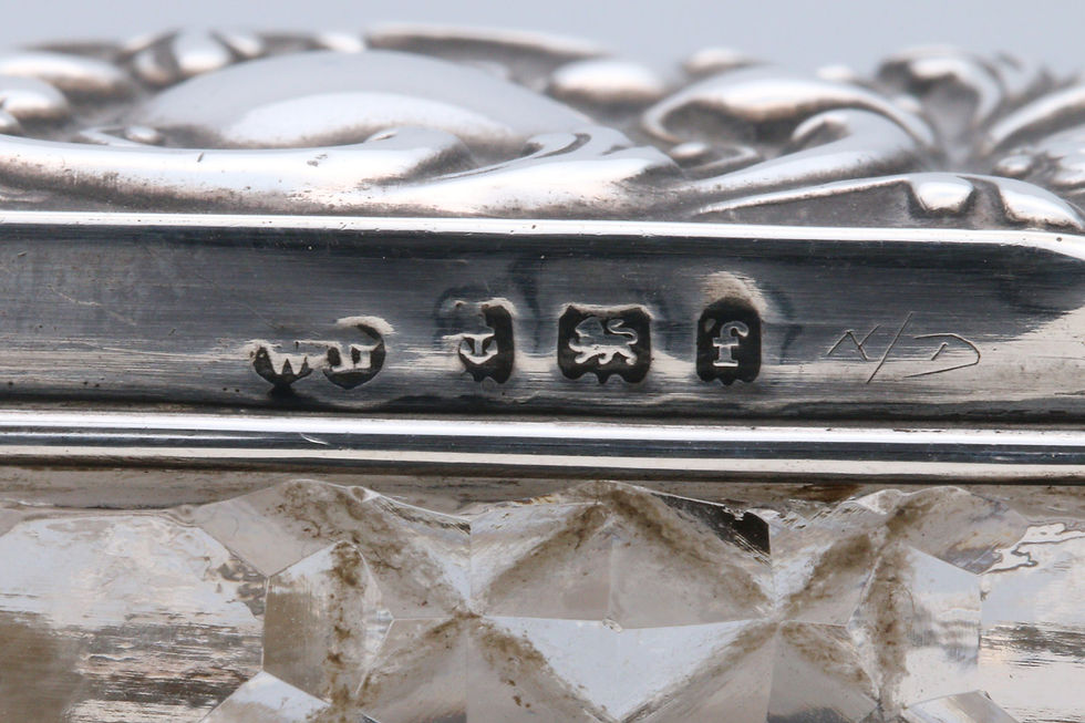 Thumbnail: Cut glass trinket pot with silver lid