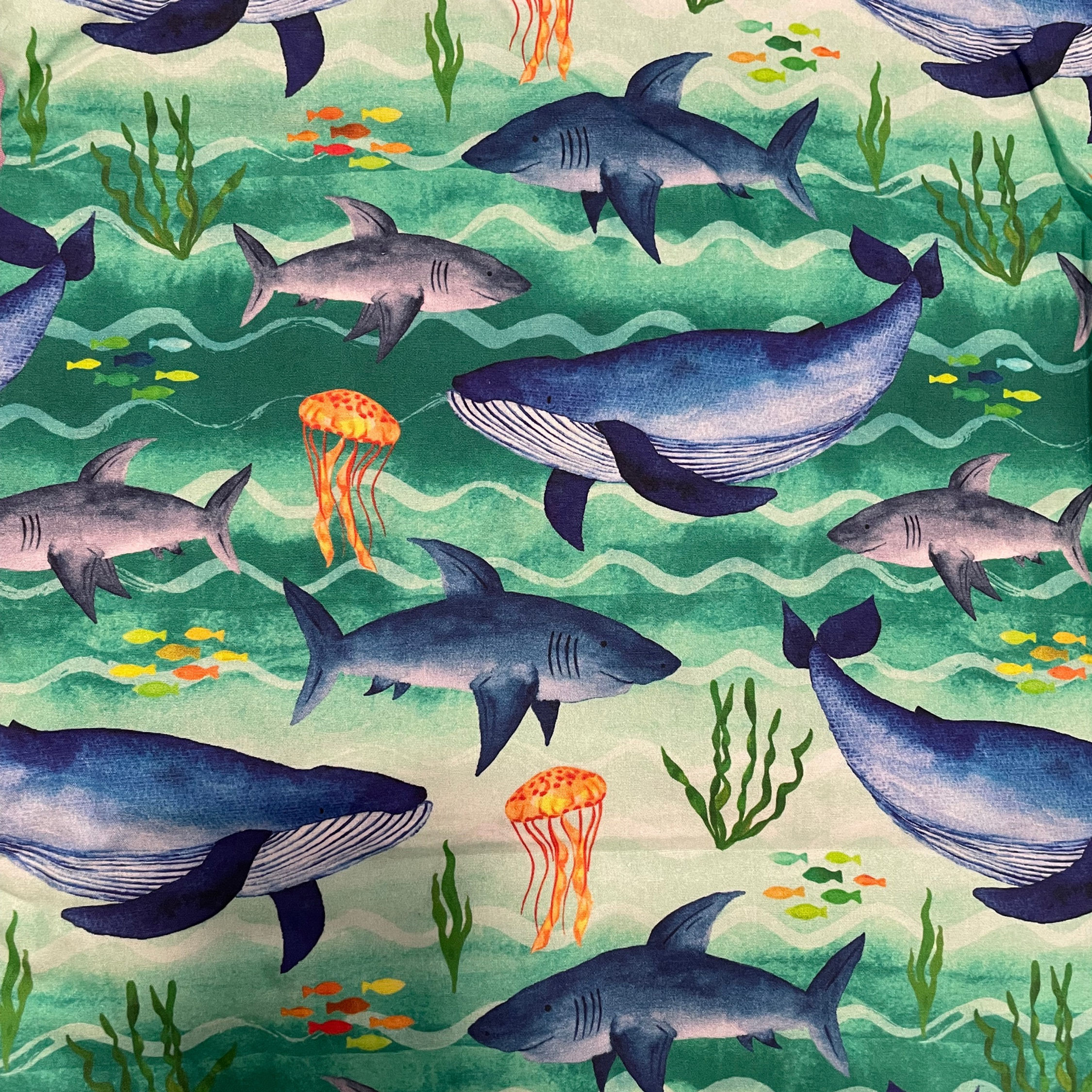 Whale (Green) Scrunchie