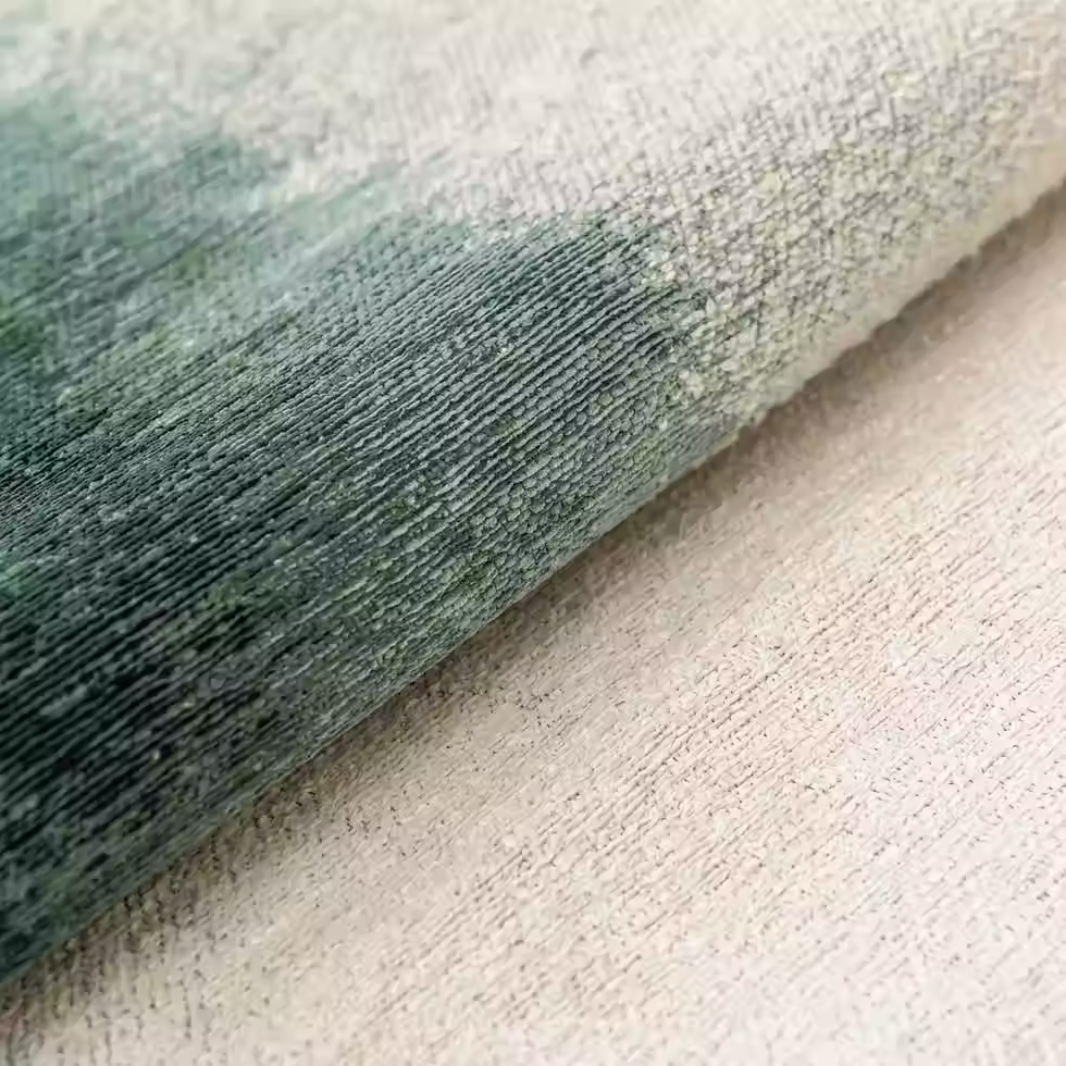 Thumbnail: 2104 GREEN DAY close up image of flatweave green and pale colour rug
