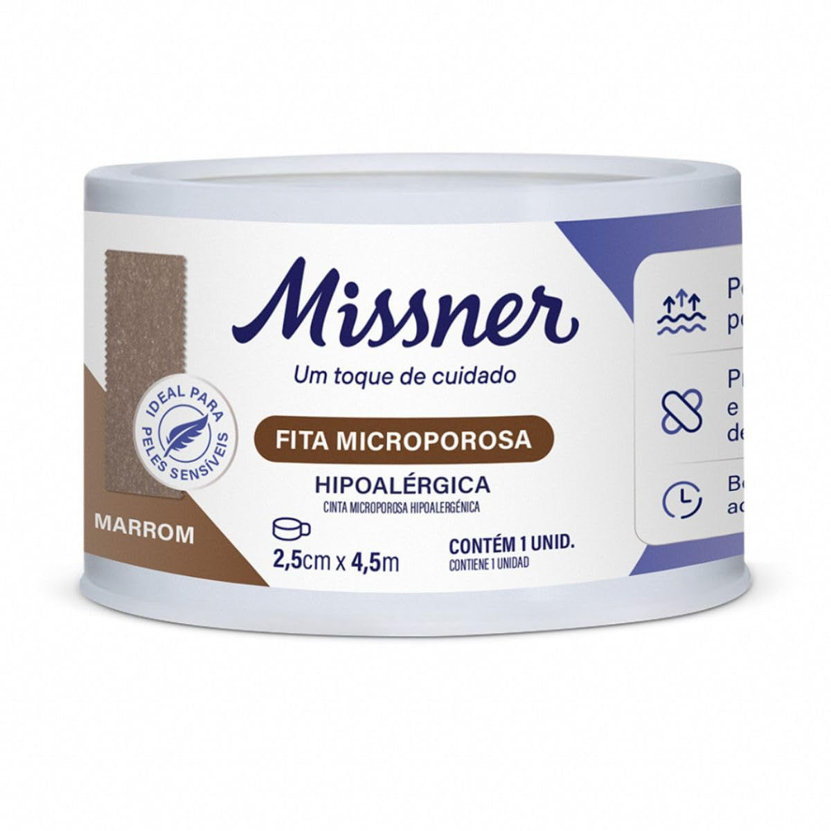 Kit 6 Fitas Microporosas 2,5cm x 4,5m Missner - Bege Antialérgicas