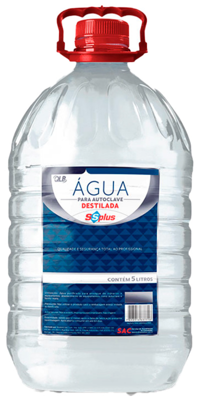 ÁGUA PARA AUTOCLAVE DESTILADA 5LT. SSPLUS - CX C/ 2 GALÕES