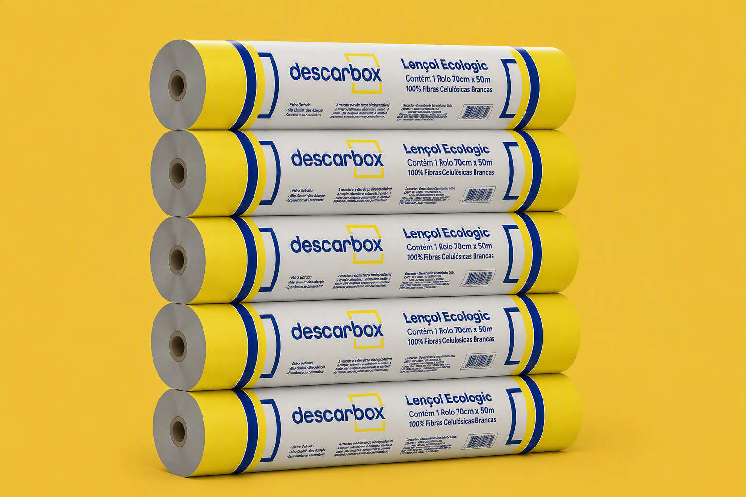 Kit 5 Lençol Descartável Premium Descarbox 50cmx50m Cama Maca Mesa Exames 