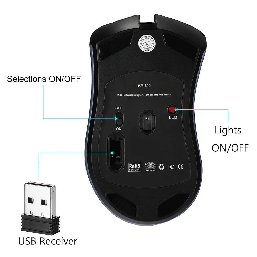 Miniatura: Wireless Mouse Gaming Rechargeable Optical Mouse Cordless 7 Color LED Backlit PC
