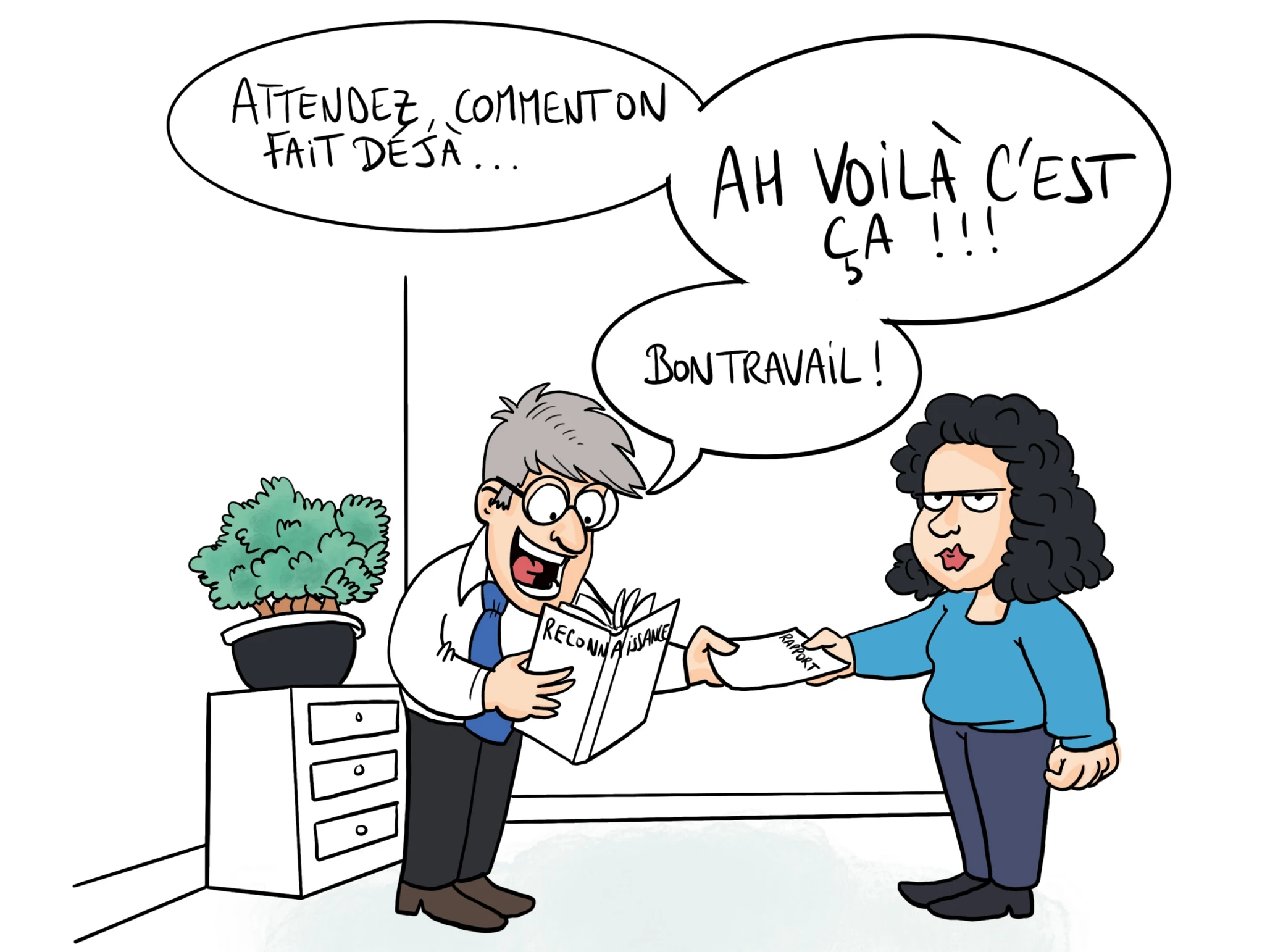 dessin de presse humoristique sur les postures de managers