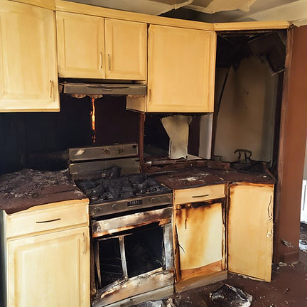 Kitchen in need of fire restoration