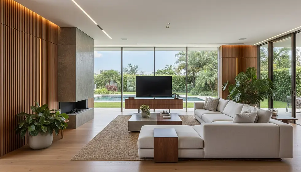 Living integrado com vista para área externa