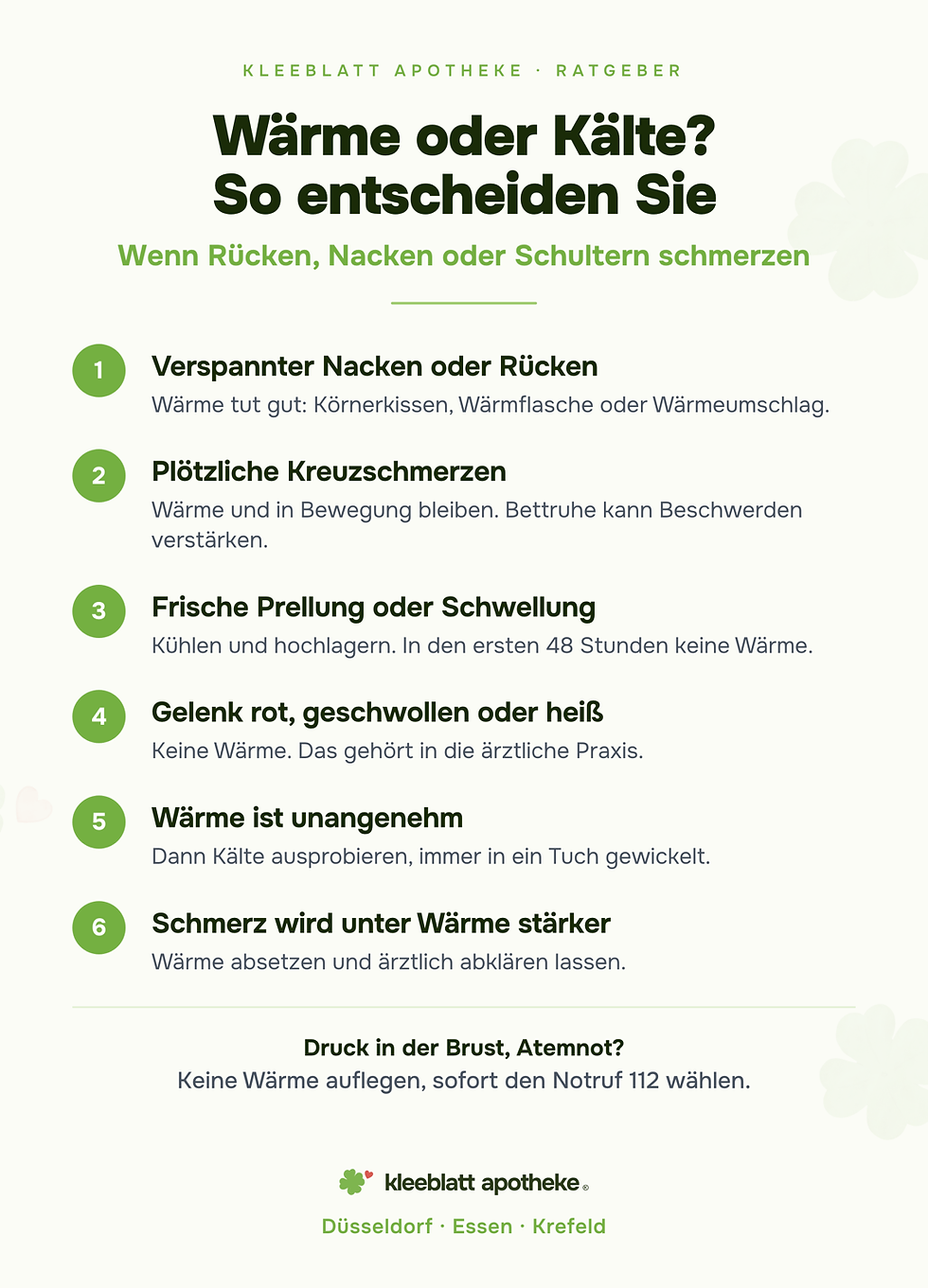 Infografik: Wärme oder Kälte? So entscheiden Sie – Kleeblatt Apotheke