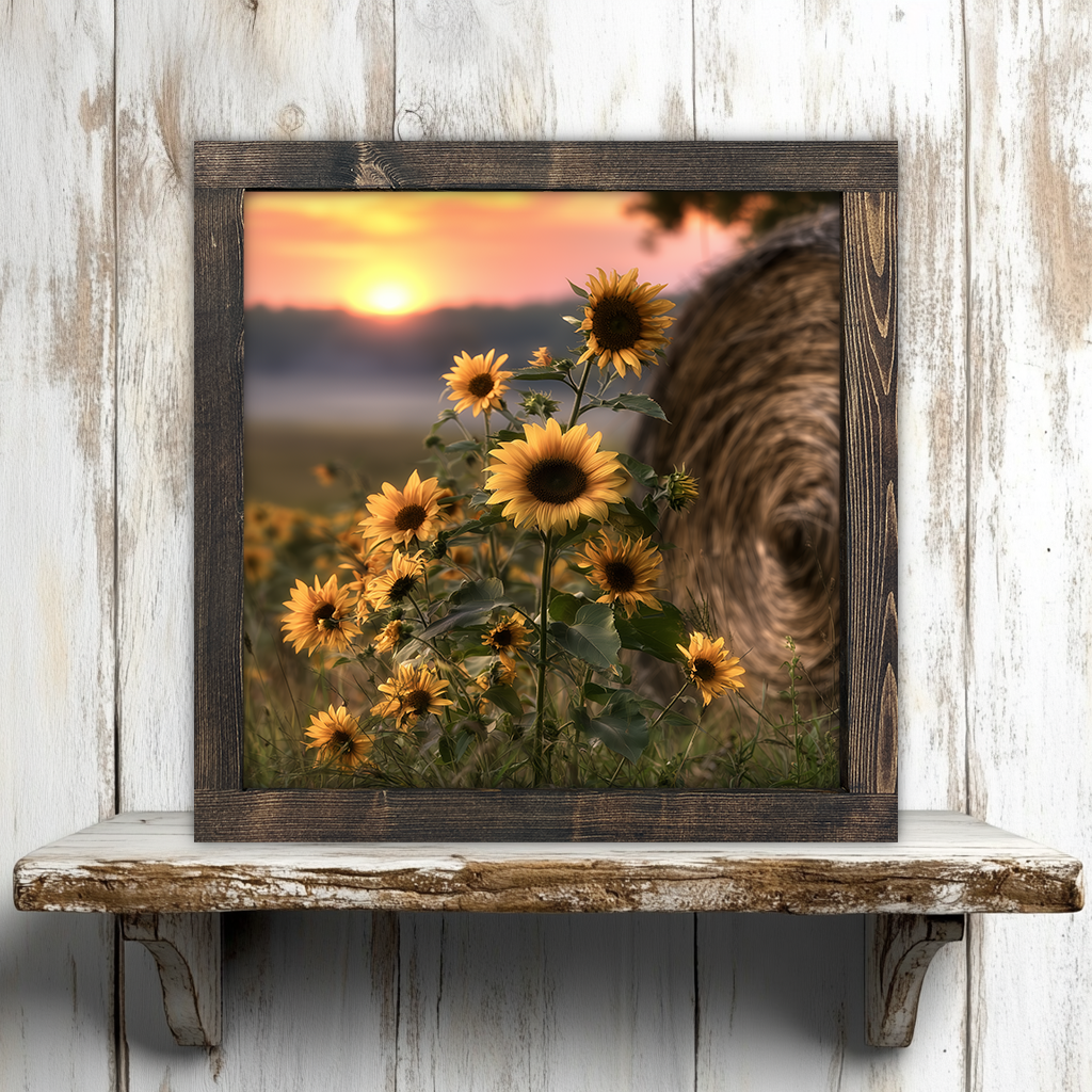 Sunflowers in the Hayfield