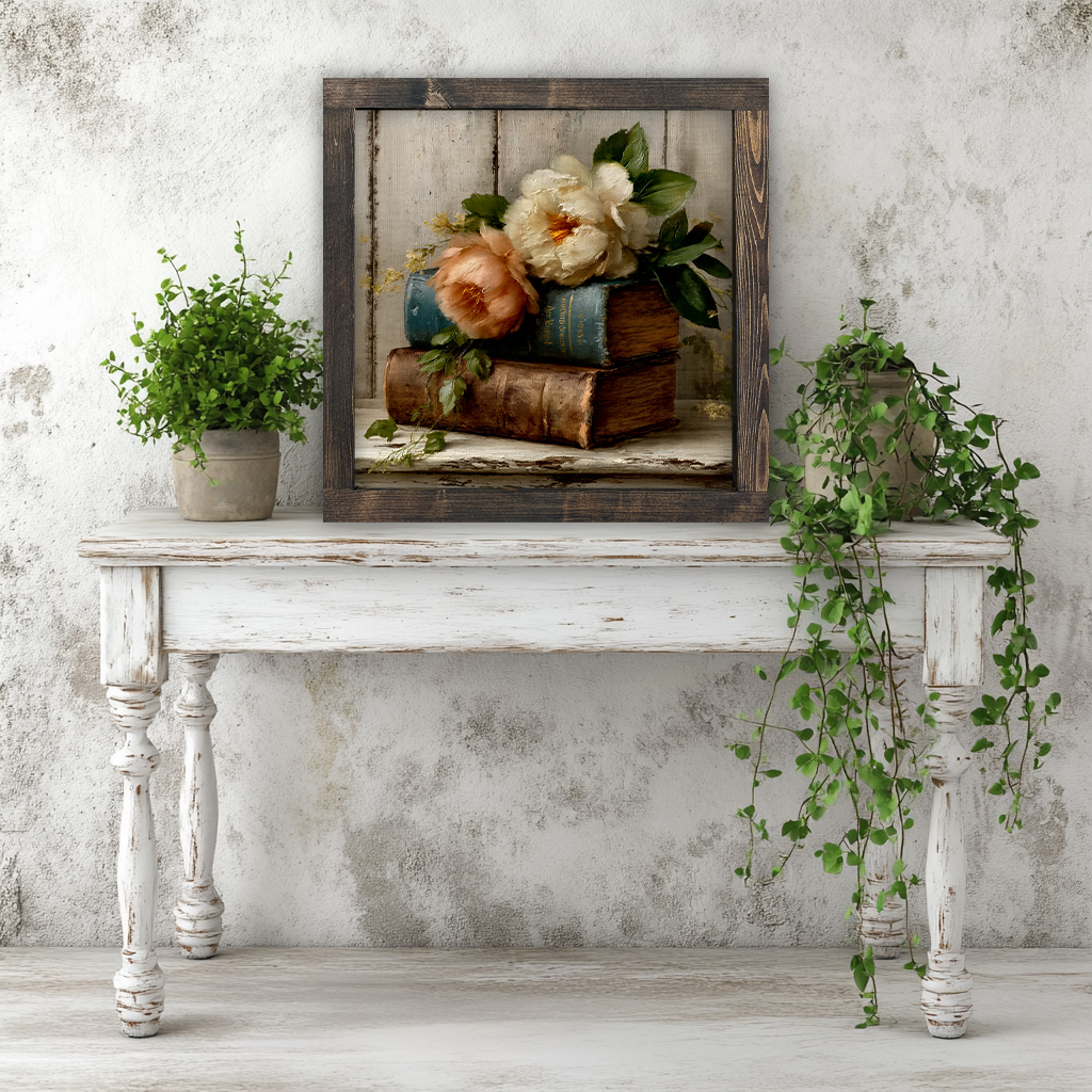 Old Books, Soft Blooms