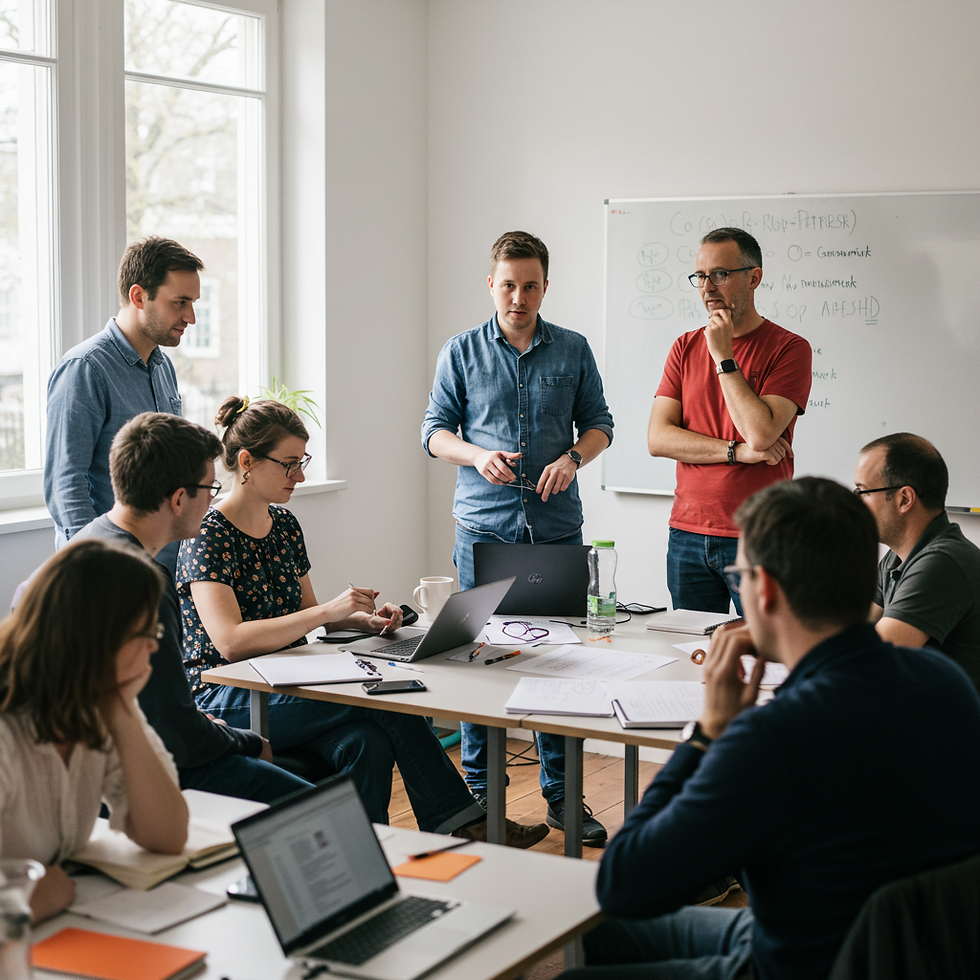 Réunion d'équipe collaborative autour d'ordinateurs portables