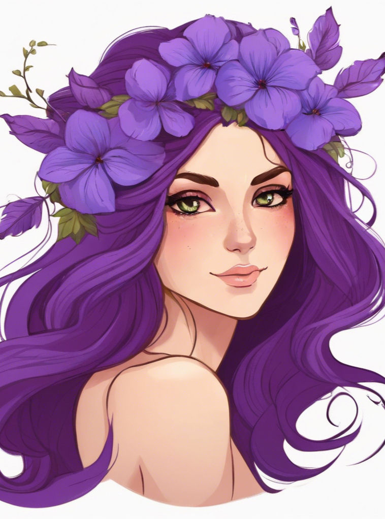 Woman with flowers in her hair wearing Witch fragrance oil