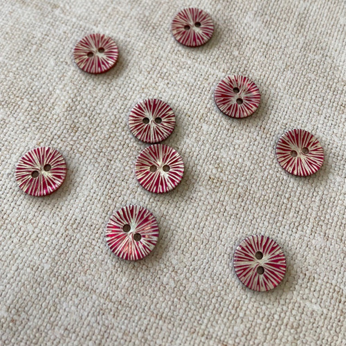 Pink Star Burst 15mm Shell Button | Stitches and Cream