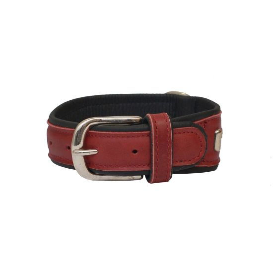 Miniaturbild: Rotes Lederhalsband mit Verzierungen