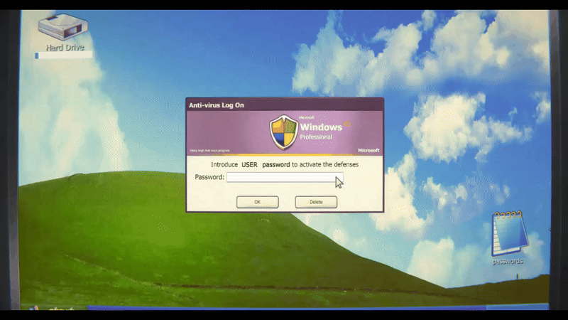 Example of writing the password and checking if it is correct.