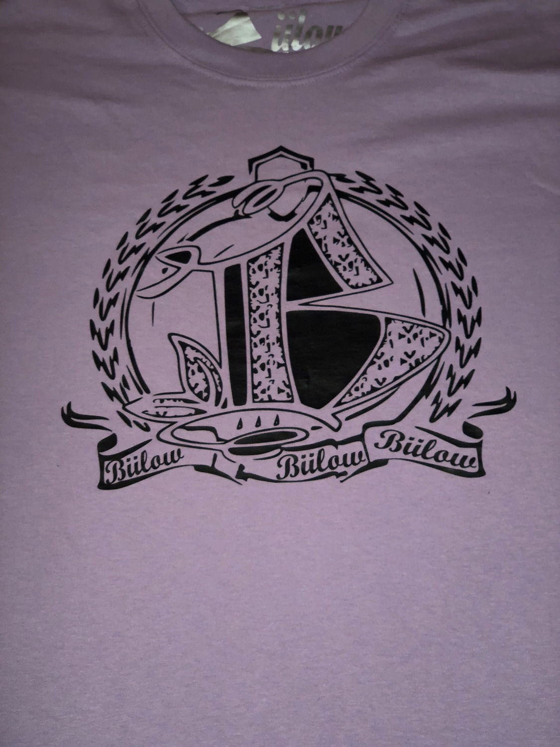 Men's Large Lavender Shirt with Black Print